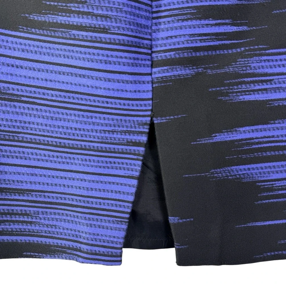 Worth New York‎ Blue Black Textured Pencil Skirt Size 6 Made in USA Lined
